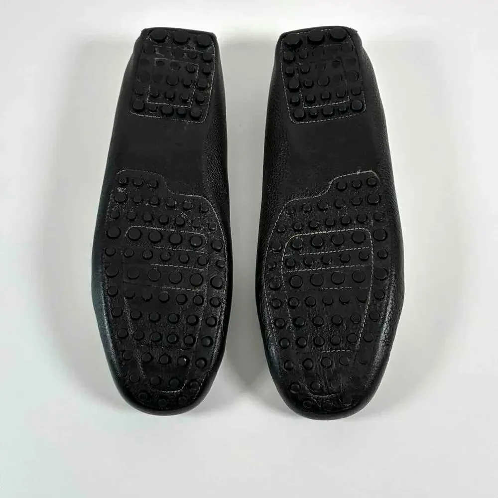 Y2K The Original Car Shoe (Prada) Black & White Leather Driving Loafers - EU40